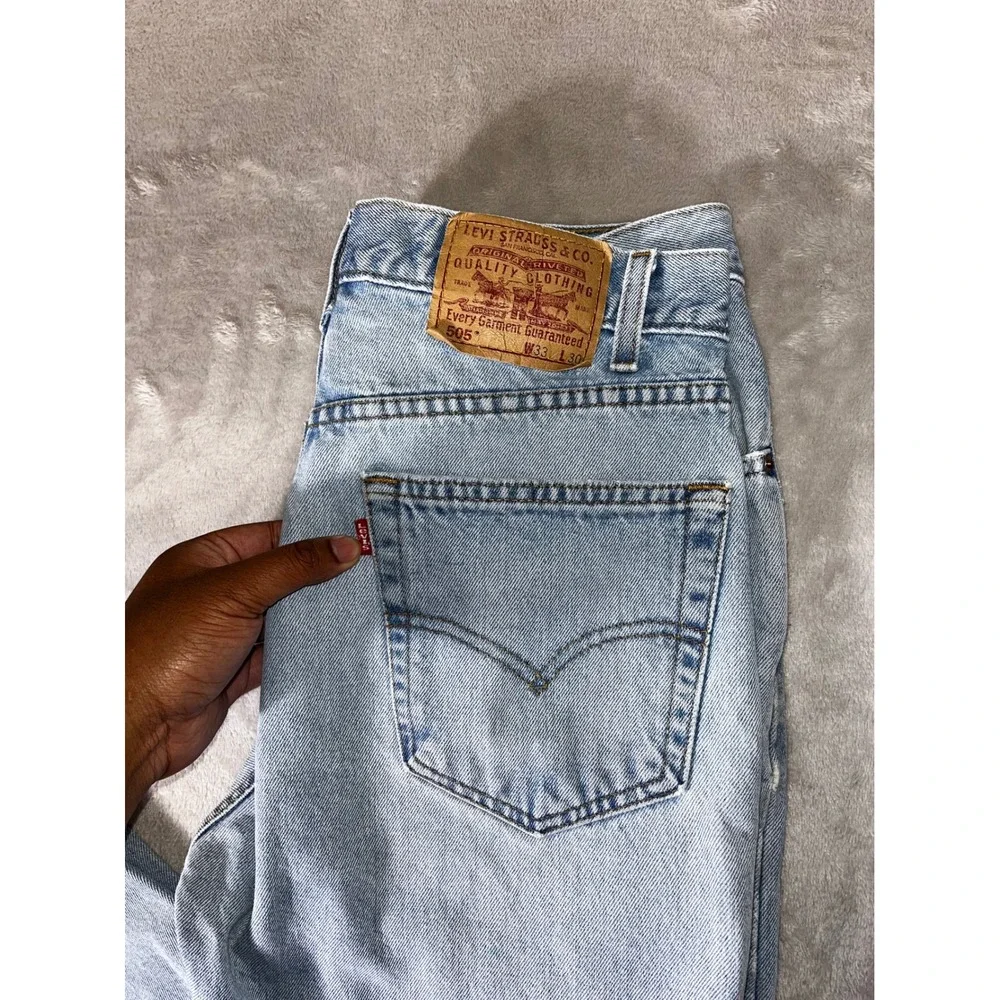 Vintage Levis 505 Regular Fit Straight Leg Light Wash Denim Jeans W33 L30